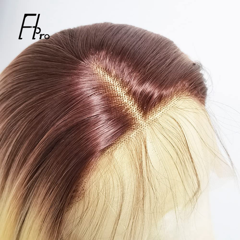 13×4 Lace Front Wig Straight 4-613# Ombre Color Human Hair Wigs 180% Density